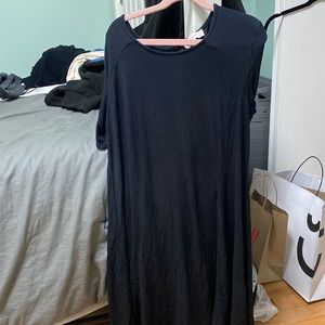 silky black T-shirt dress